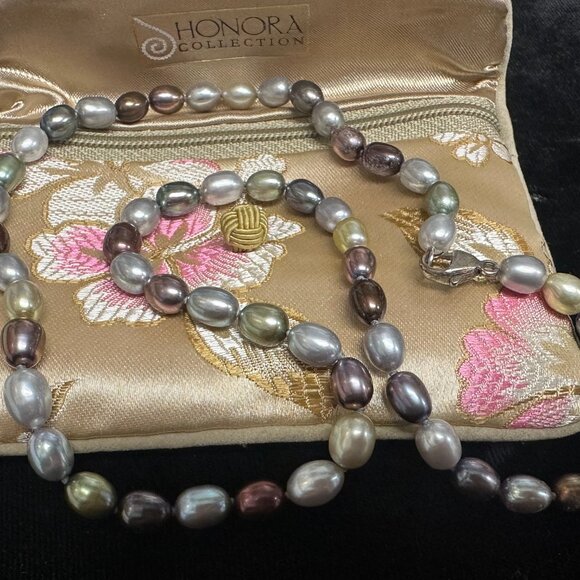 Honora Multi Color Pearl Necklace with 925 Sterling Clasp - Picture 3 of 4